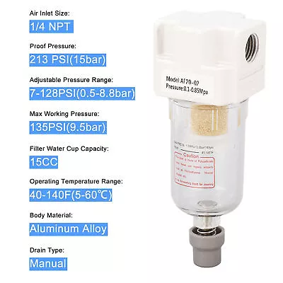 G1/4in Air Line Filter Pressure Regulator Air Compressor Pipe Accessory 0.1‑ MFS • $17.13