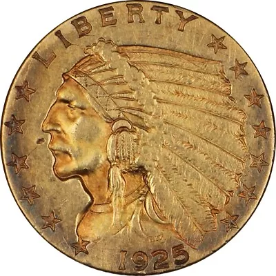 1925 D $2.5 Indian Head Quarter Eagle Gold XF/AU Old Cleaning Nicely Toned • $387