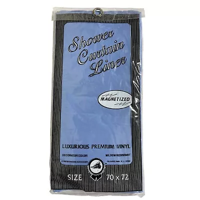 NOS Vintage Shower Curtain Liner Magnetized Luxurious Premium Vinyl Blue • $12.99