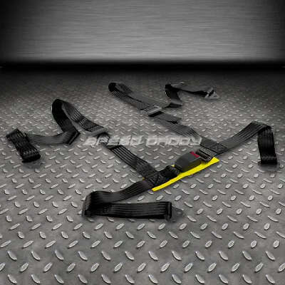 1x Universal 4-point 2  Strap Drift Racing Safety Seat Belt Buckle Harness Black • $18.85