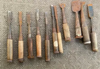 £56.04 • Buy Chisel Nomi Set Of 11 Japanese Vintage Woodworking Carpenter Tool Junk