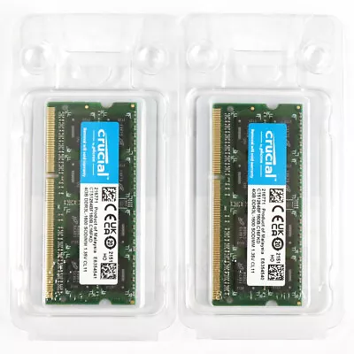 Crucial 8GB Kit 2 X 4GB DDR3L 1600MHz PC3L-12800 Laptop RAM Sodimm Memory 1.35V • $16.50