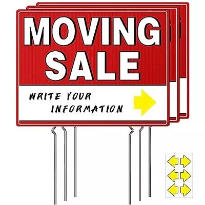 Moving Sign 3 Pack 17  X 13  Large Moving Sign Double-Sided Yard Signs With M... • $28.54