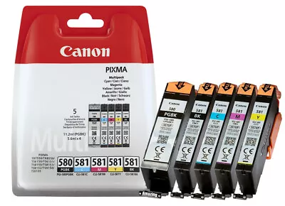 £29.97 • Buy Canon Ink Cartridges, PGI-580PGBK CLI-581BK CLI-581C CLI-581M CLI-581Y, (Setup )