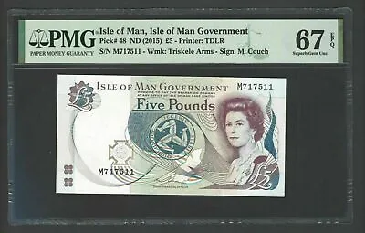 Isle Of Man 5 Pounds ND(2015) P48 Uncirculated Grade 67 • $49.99