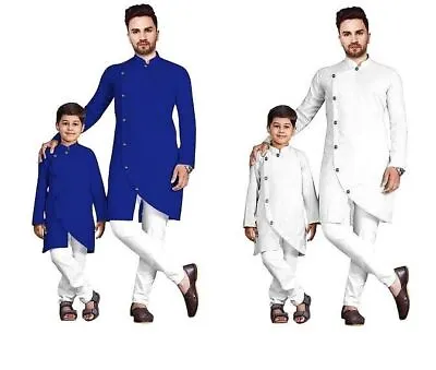 Kurta Pajama Set Men & Kids Traditional Matching Suit Ethnic Festive Partywear • £48.01