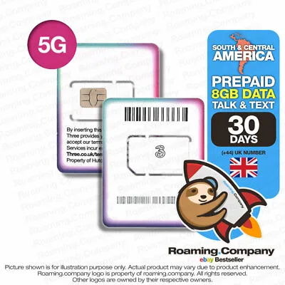 🚀 LATIN AMERICA 30DAY Travel SIM DATA TALK TEXT 4G 5G 8GB Prepaid Tethering NEW • $24.99