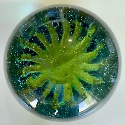 Vtg Mdina Glass Malta Sea Urchin Handblown Paperweight Blue/Green/Yellow Fabrile • $29.99