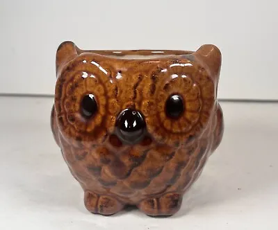 Vintage Relpo Anthropomorphic Owl Planter Succulent Big Eyes Neutral Boho • $6.75