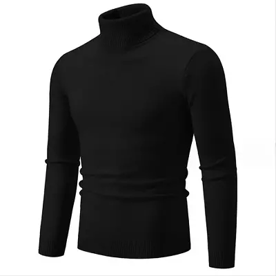 Casual Mens Slim Fit Basic Tops Warm Knitted Thermal Turtleneck Pullover Sweater • $19.98