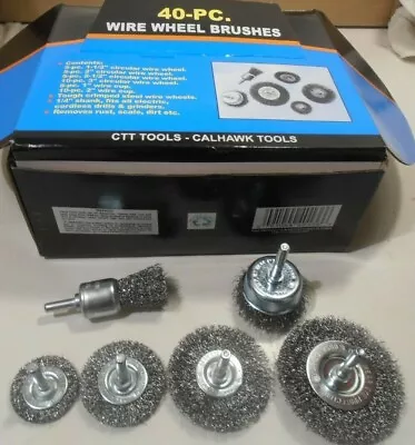40PC Wire Wheel Brush Cup Assortment Crimped Steel 1/4  Shank Drills Rust Scale • $29.99