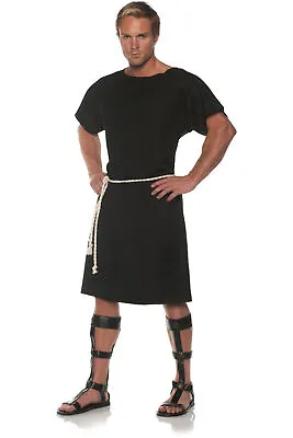 Black Toga Tunic Belt Halloween Egyptian Greek Roman Adult Men Costume Plus XXL • $28.95