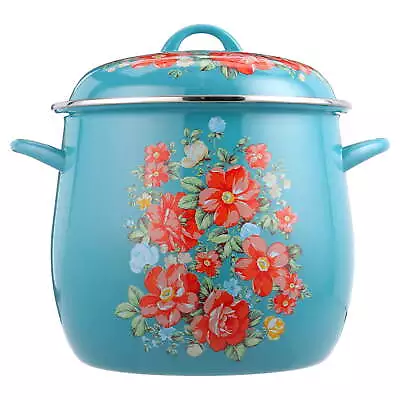 Vintage Floral 12-Quart Enamel On Steel Stock Pot • $35.97