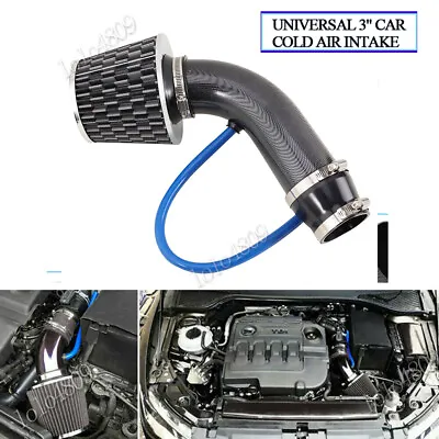 Carbon Fibre Car Cold Air Intake Filter Induction Pipe Power Flow Hose System • $37.99