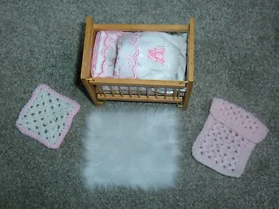 COT QUILT & MATCHING PILLOW COT BUMPER PINK BLANKET-FOR 1/12th DOLLS HOUSE COT • £9.99