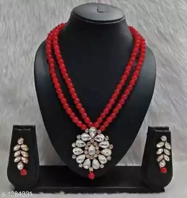 Indian Bollywood Earrings Ethnic Beads Necklace Bridal Set Gold Plated Jewelry • $14.99