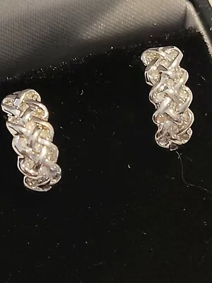 9ct White Gold 40 Point Diamond Half Hoop Earrings  • £140