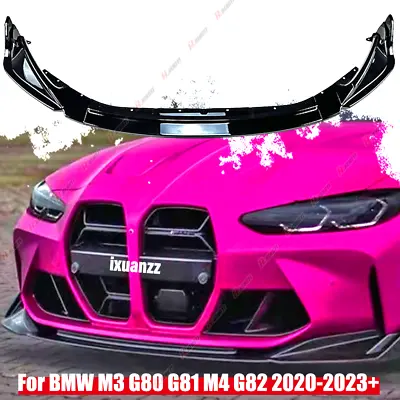 For BMW G80 M3 G82 M4 2021-2023 3pcs Gloss Black Front Spoiler Lip Splitter Kit • $99.99