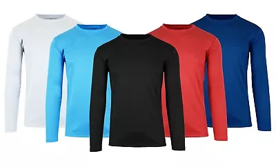 Men's Moisture Wicking Long Sleeve Performance Crew Neck Tagless Tee S-2XL 2PACK • $18.97