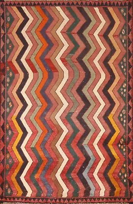 $598.92 • Buy Vintage Chevron Pattern Gabbeh Rug 4x6 Handmade Wool