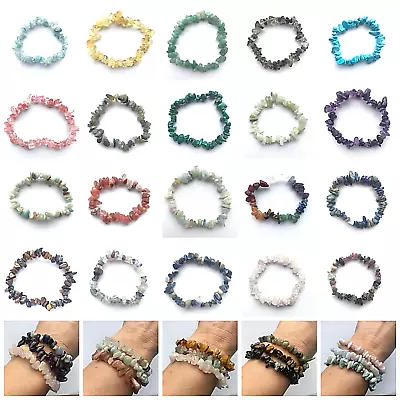 £3.89 • Buy Crystal Gemstone Bracelet Natural Stone Chip Buy 2 Get 1 FREE!