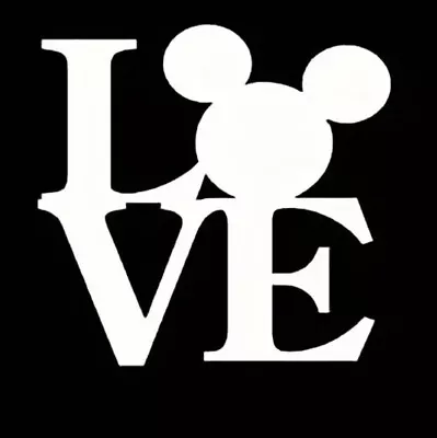 LOVE Mickey Mouse Ears Heart Vinyl Decal Sticker Disney WHITE 5” YETI Laptop • $4