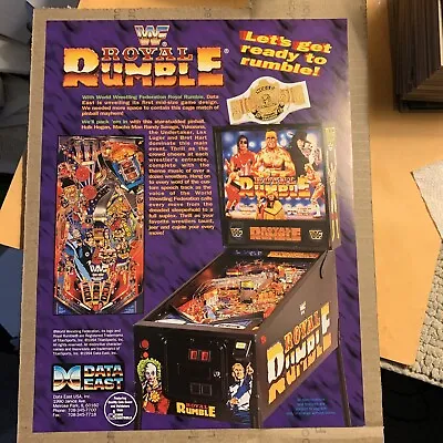 Original Ad 11- 8 ''  WWF Royal Rumble Data East Pinball  ARCADE GAME FLYER • $3.49