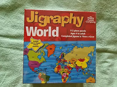 Jigraphy Jigsaw   Puzzle  With 112  Pieces :Wolrd Map • £4