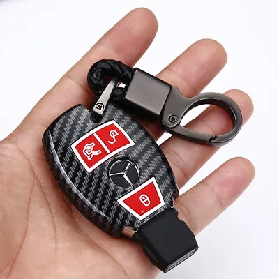 Fit Mercedes Benz A B C E S G ABS Carbon Fiber Remote Smart Key Fob Case Cover • $12.98