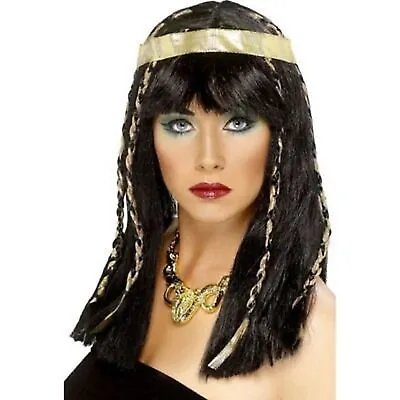 Ladies Cleopatra Wig Dressing Up Wig Fancy Dress Egyptian Queen Goddess Black • £13.99