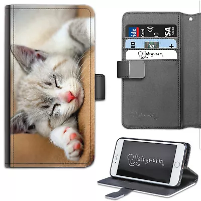 Cat Phone Case;PU Leather Side Flip Phone Cover With TPU Insert;Grey Kitten • $56.84