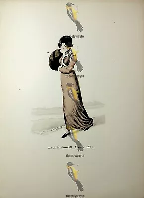 La Belle Assemblee London 1813 Fashion Book Illustration (Print) 1909 • $19.88