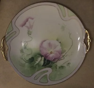 Antique LIMOGES CORONET FRANCE Signed Hand Painted Morning Glory Plate Gold Rim • $134.99