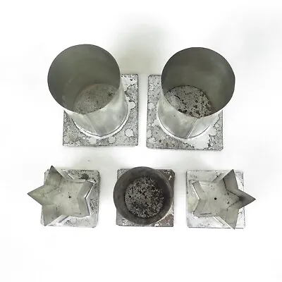 Metal Candle Molds Lot Of 5 Vintage Tin Or Aluminum Stars Narrow & Wide Pillar • $24.75