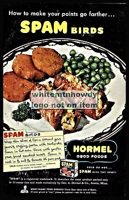 1944 SPAM Birds Wartime Meals Idea During Rationing Vintage Food Hormel AD • $9.99