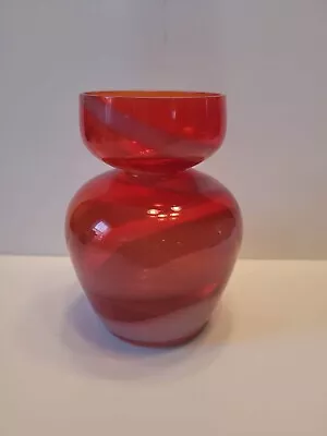 VTG Red To Amberina Swirl Glass Bulb Forcing Hyacinth Crocus Vase  • $45