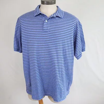 Lincs Polo Shirt Mens XL David Chu Peruvian Cotton Blue Striped Short Sleeve • $12.99