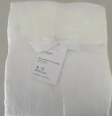 Pottery Barn Belgian Flax Linen F/Q Duvet NO SHAMS In White • $119