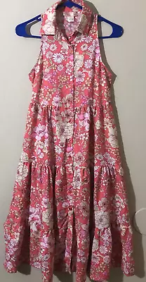 B.O.G Collection Womens Floral Sleeveless Button Tiered Dress Coral Sz XS New • $29.99