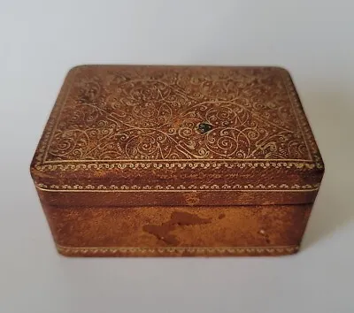 Vintage Misuri Firenze Florence Italy Leather Trinket Box W/ Gold Tooled Accents • $17.50