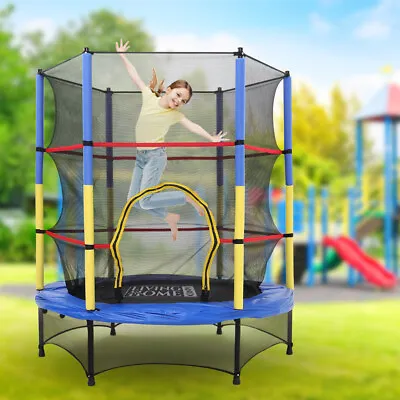 4.5FT/5FT Junior Trampoline With Enclosure Safety Net Kids Activity 45kg Load • £69.95