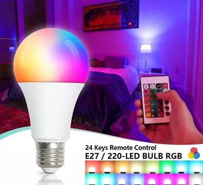 220v E27 Rgb LED Light Bulb Bombillas LED 5w 10w 15w Ir Remote Control Change • $15.55