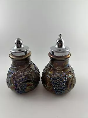 Vintage Pair Of Imperial Glass Salt And Pepper Shakers Marmalade Carnival Glass • $20