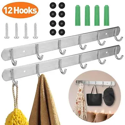 12/6 Hook Wall Mount Key Bag Towel Rack Hanger Holder Coat Robe Hat Clothes Rack • $11.98