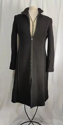 Marina Babini Black Lambswool Coat UK14 EU40 IT46 Great Condition Double Zip • £40