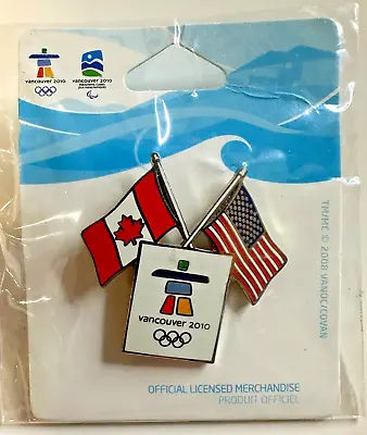 2010 Vancouver Winter Olympic Games Dual Flag Canada USA Lapel Pin Brooch • $7.14