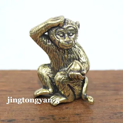 Brass Monkey Figurine Statue House Office Table Decoration Animal Figurines Toys • $8.99