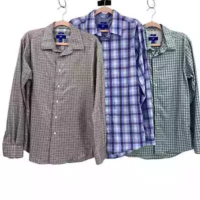 Lot Of 3 Egara Dress Shirt Mens Size Large Long Sleeve Flip Cuff  • $30
