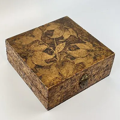 £49 • Buy Antique Early 20th Century Arts And Crafts Type Pokerwork Box Hinged Top 17.8cm 