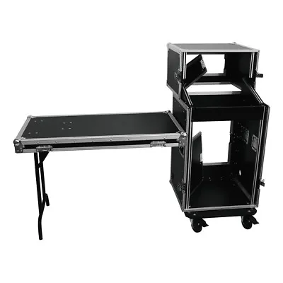 Roadinger Flightcase Pro 16U + 10U Mixer Rack Case PA Sound System Inc Desk • £681.50